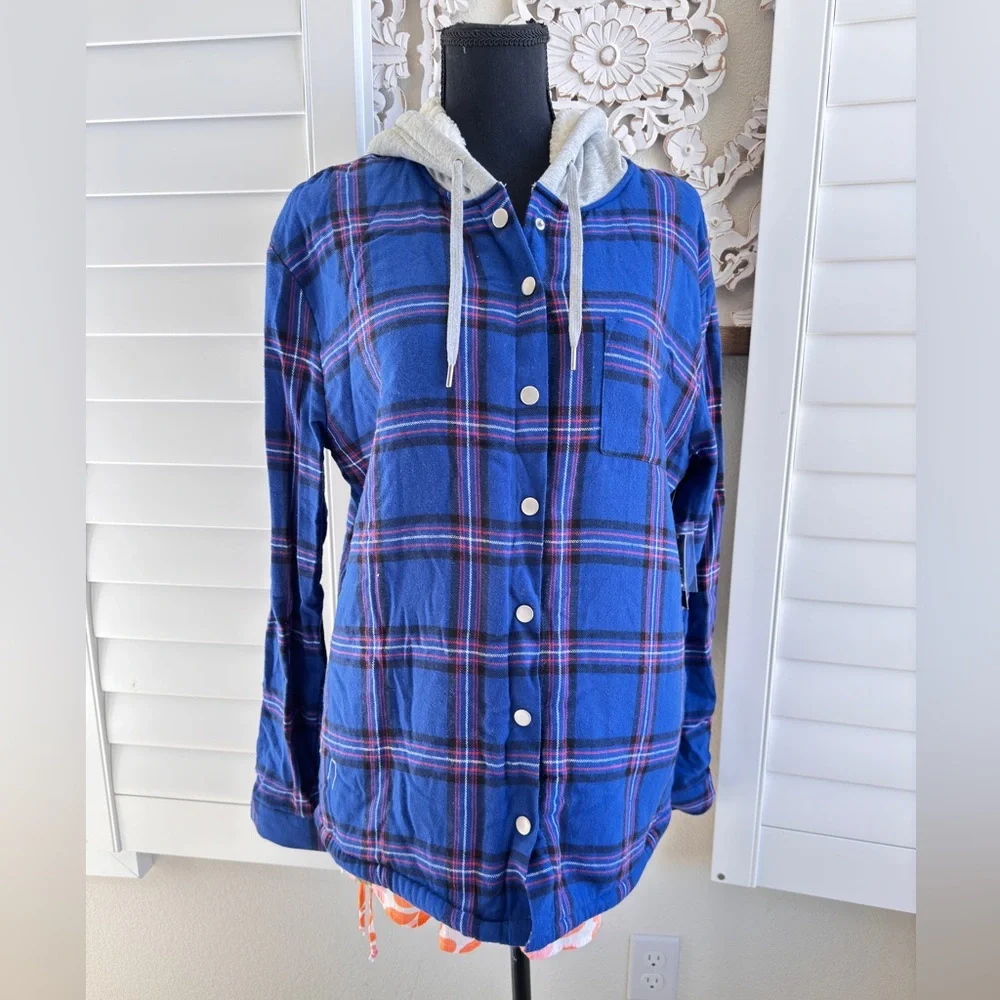 Justify. Size L. Flannel with sherpa and hoodie